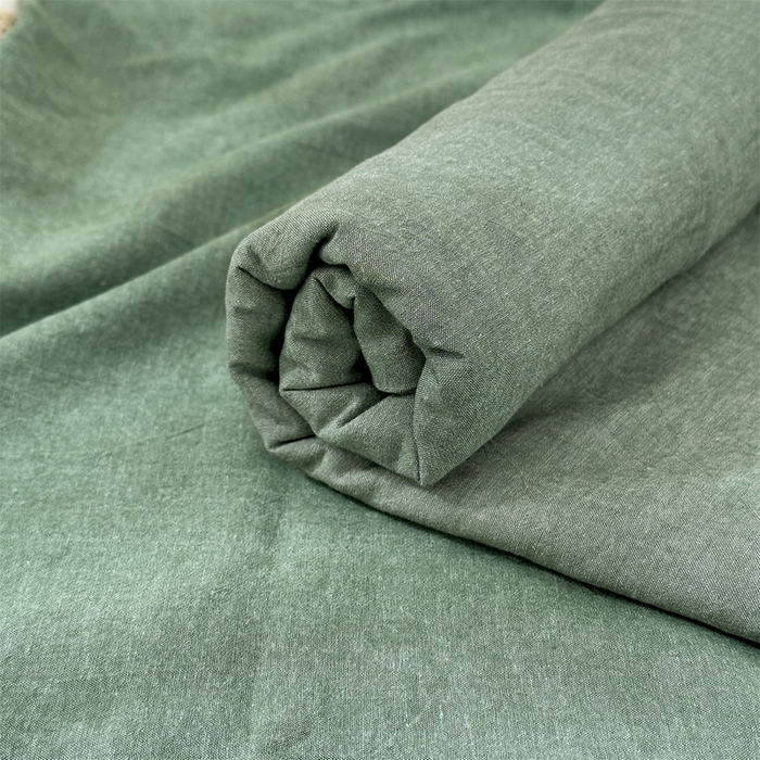 91家纺网 家纺一手货源 找家纺 北欧良品 2025新款色织水洗棉学生单品床笠+床单 纯棉-草绿