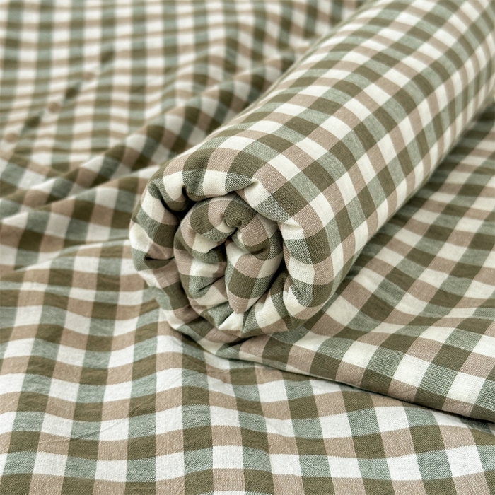 91家纺网 家纺一手货源 找家纺 北欧良品 2025新款色织水洗棉学生单品床笠+床单 纯棉-草绿小格