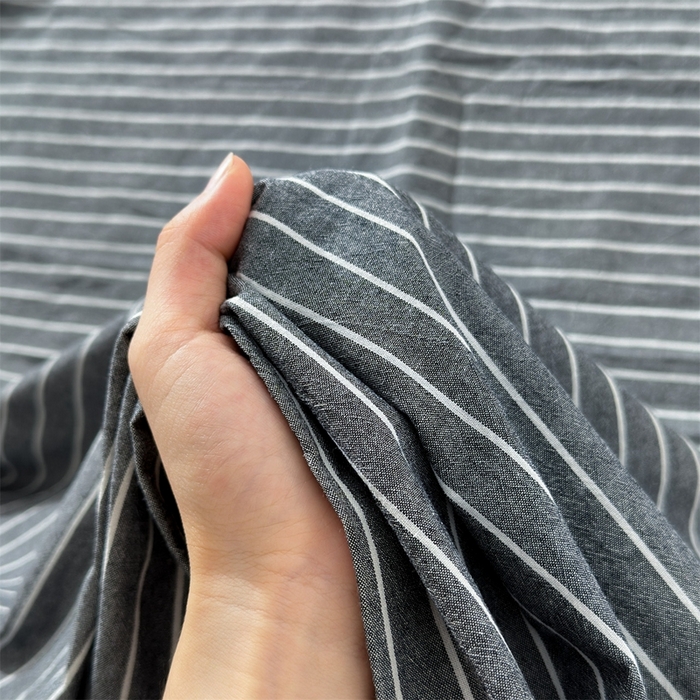 91家纺网 家纺一手货源 找家纺 北欧良品 2025新款色织水洗棉学生单品床笠+床单 纯棉-灰细条
