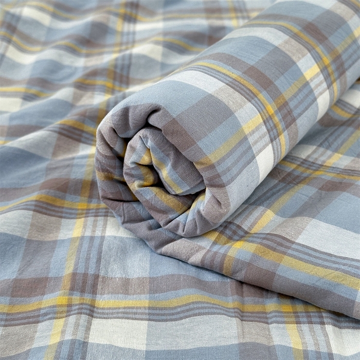 91家纺网 家纺一手货源 找家纺 北欧良品 2025新款色织水洗棉学生单品床笠+床单 纯棉-简兮蓝