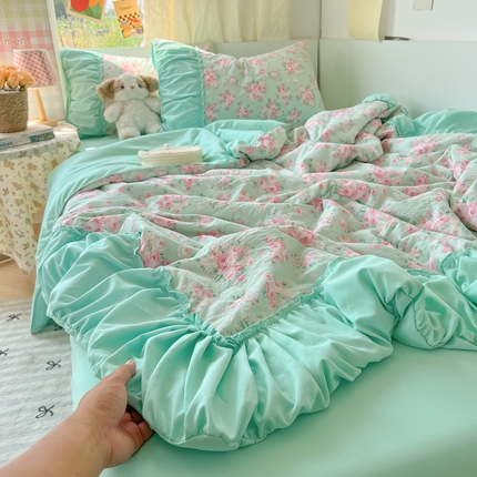 91家纺网 家纺一手货源 找家纺 （总）子钦家纺 2025新款云朵棉水洗棉宫廷风花边夏被单夏被夏被四件套-法式宫廷系列