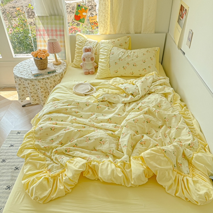 91家纺网 家纺一手货源 找家纺 （总）子钦家纺 2025新款云朵棉水洗棉宫廷风花边夏被单夏被夏被四件套-法式宫廷系列