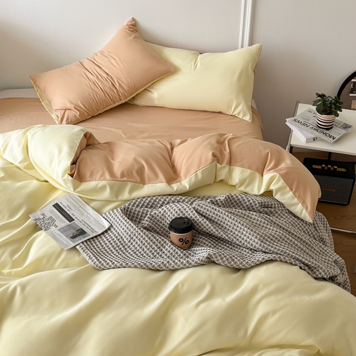 91家纺网 家纺一手货源 找家纺 百花王 2025新款纯色四件套 奶茶芝士