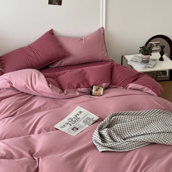 91家纺网 家纺一手货源 找家纺 百花王 2025新款纯色四件套 香芋奶昔