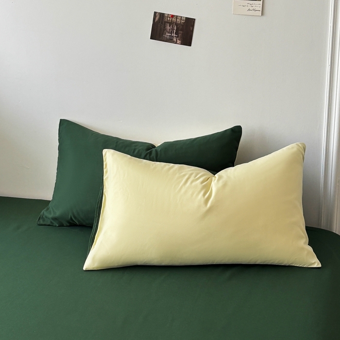 91家纺网 家纺一手货源 找家纺 百花王 2025新款纯色四件套 豆绿牛乳