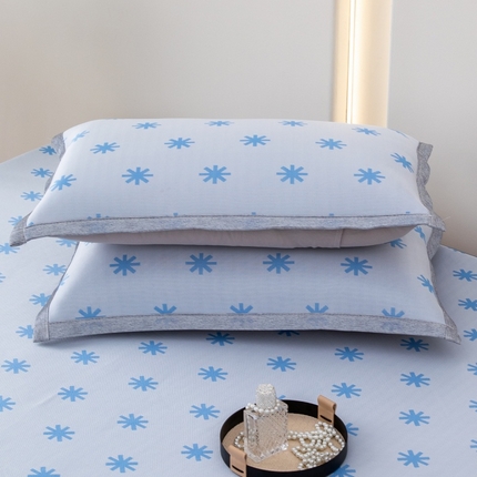 凌云家纺  2025新款夏季凉席枕套成人枕芯套单人48*74冰丝枕头套凉爽凉感枕套 甜心-蓝