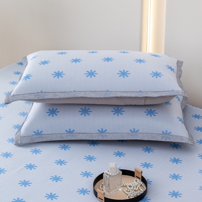 91家纺网 家纺一手货源 找家纺 凌云家纺  2025新款夏季凉席枕套成人枕芯套单人48*74冰丝枕头套凉爽凉感枕套 甜心-蓝