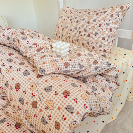 锦彩家居 2025新款正宗13372全棉学生三件套全棉印花学生宿舍上下铺三件套（量大可定制价格可谈）提供买家秀 奶咖小熊