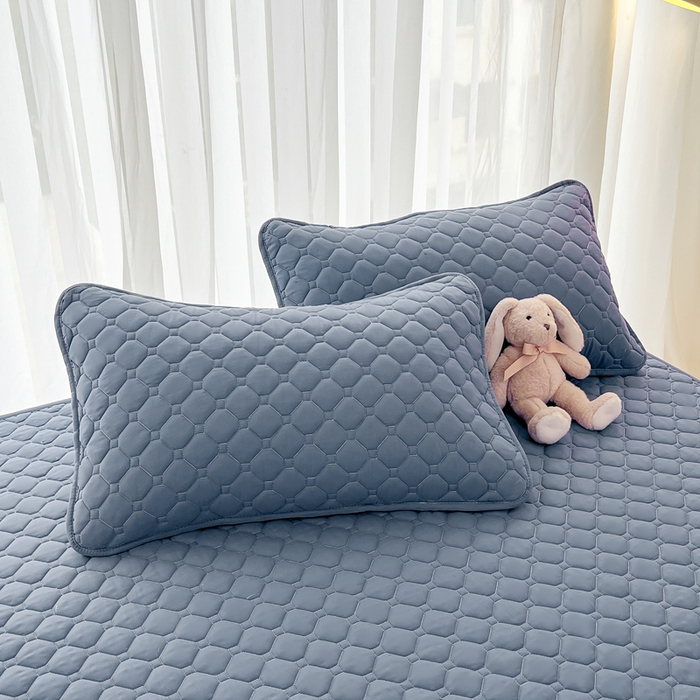 91家纺网 家纺一手货源 找家纺 欧邦 2025新款四季款纯色水洗棉夹棉床笠床垫保护罩 磨毛方格-藏蓝