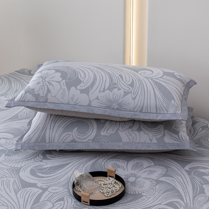 91家纺网 家纺一手货源 找家纺 凌云家纺  2025新款夏季凉席枕套成人枕芯套单人48*74冰丝枕头套凉爽凉感枕套 洛克-灰