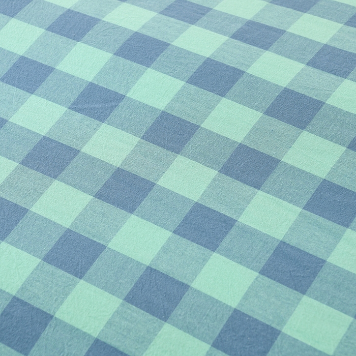 91家纺网 家纺一手货源 找家纺 易展2025新款无印水洗棉格子大豆冬被 格浅绿