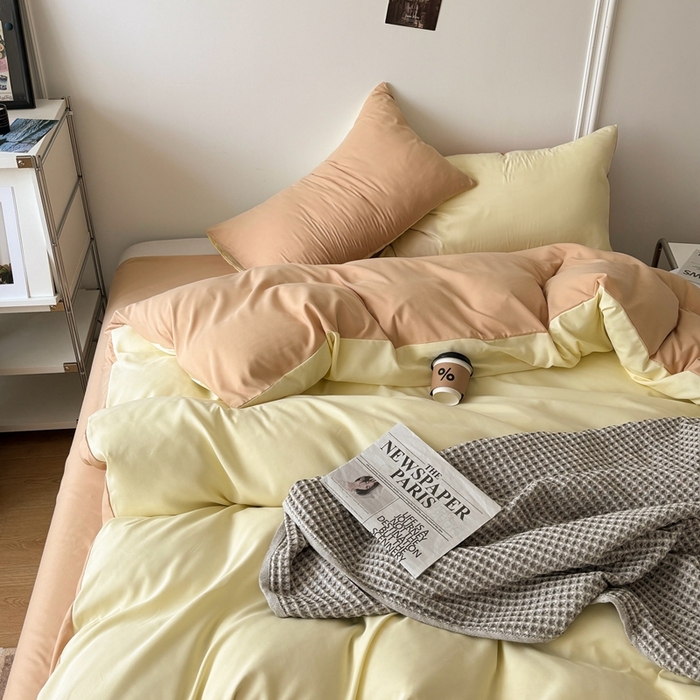 91家纺网 家纺一手货源 找家纺 百花王 2025新款纯色四件套 奶茶芝士