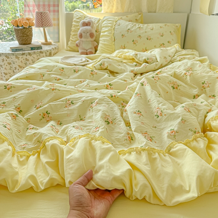 91家纺网 家纺一手货源 找家纺 （总）子钦家纺 2025新款云朵棉水洗棉宫廷风花边夏被单夏被夏被四件套-法式宫廷系列