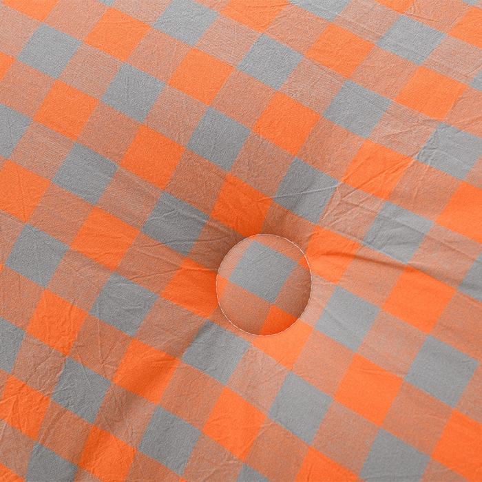 91家纺网 家纺一手货源 找家纺 易展2025新款无印水洗棉格子大豆冬被 浅格橙
