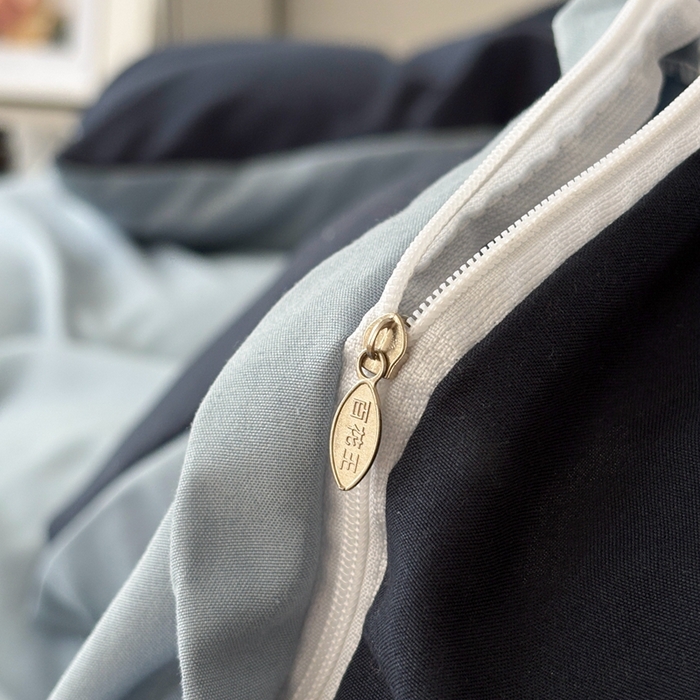 91家纺网 家纺一手货源 找家纺 百花王 2025新款纯色四件套 洛克浅蓝