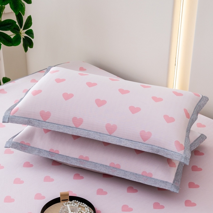 91家纺网 家纺一手货源 找家纺 凌云家纺  2025新款夏季凉席枕套成人枕芯套单人48*74冰丝枕头套凉爽凉感枕套 甜心-粉