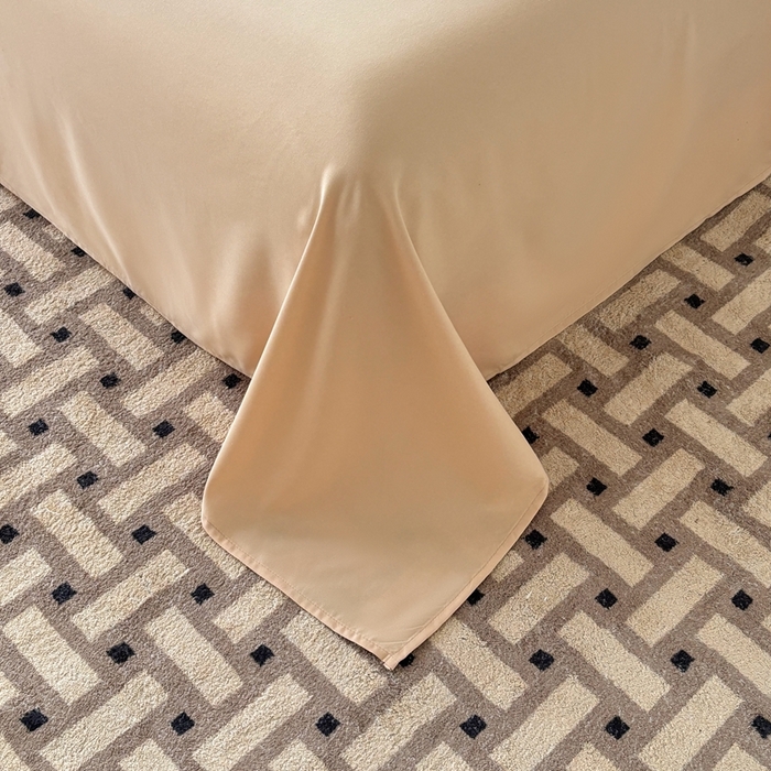 91家纺网 家纺一手货源 找家纺 百花王 2025新款纯色四件套 奶茶芝士