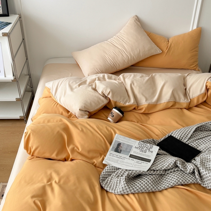 91家纺网 家纺一手货源 找家纺 百花王 2025新款纯色四件套 炭烤起司