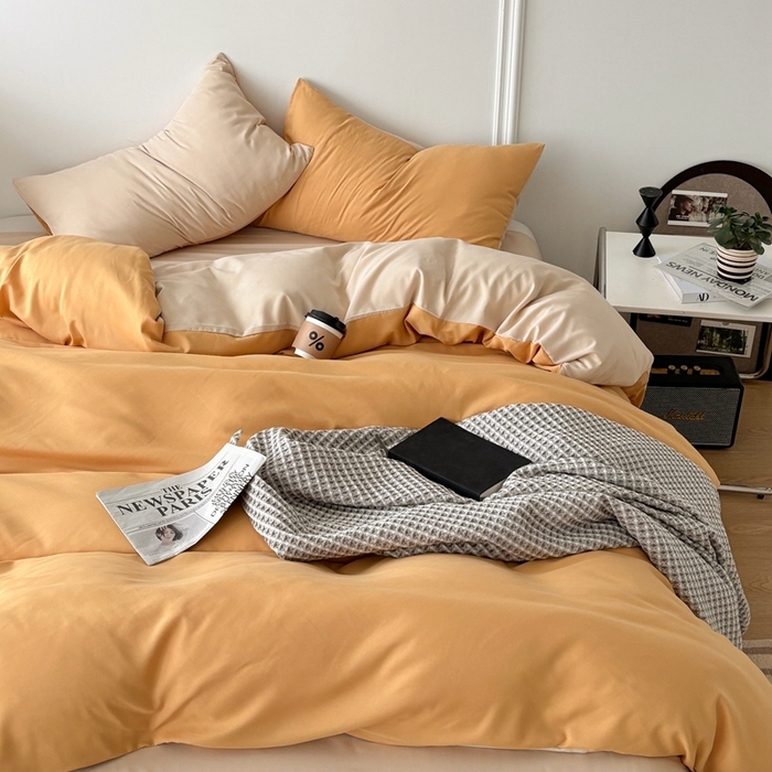 91家纺网 家纺一手货源 找家纺 百花王 2025新款纯色四件套 炭烤起司