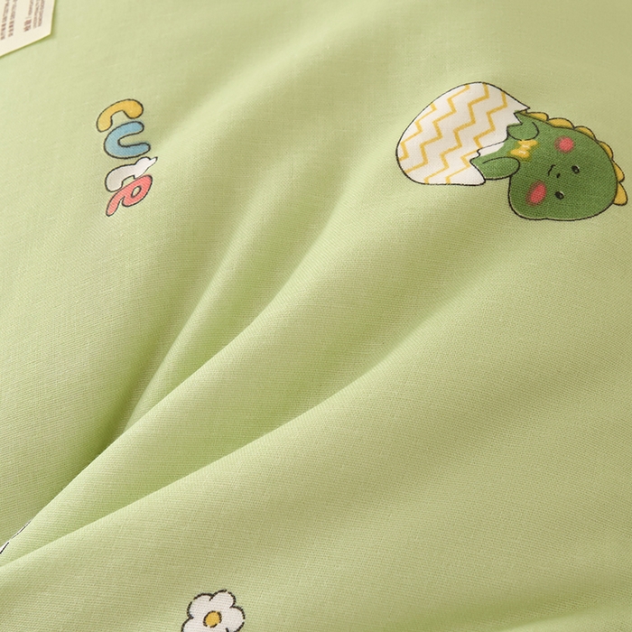 91家纺网 家纺一手货源 找家纺 芯奇想 2025新款全棉棉花内胆枕儿童枕 DSC绿色恐龙30*50cm