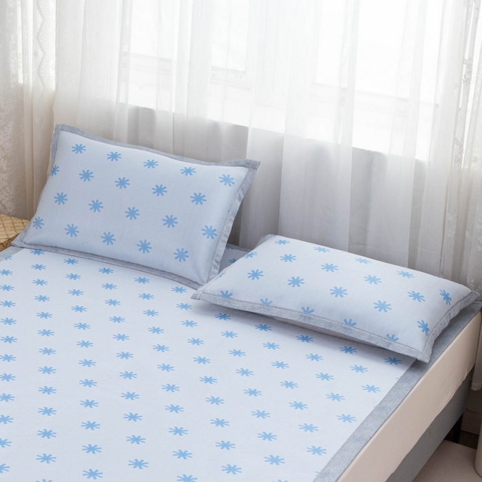 91家纺网 家纺一手货源 找家纺 凌云家纺  2025新款夏季凉席枕套成人枕芯套单人48*74冰丝枕头套凉爽凉感枕套 雪漾-蓝