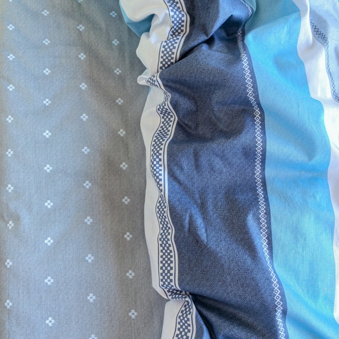 91家纺网 家纺一手货源 找家纺 锦彩家居 2025新款正宗13372全棉学生三件套全棉印花学生宿舍上下铺三件套（量大可定制价格可谈）提供买家秀 莫拉条纹