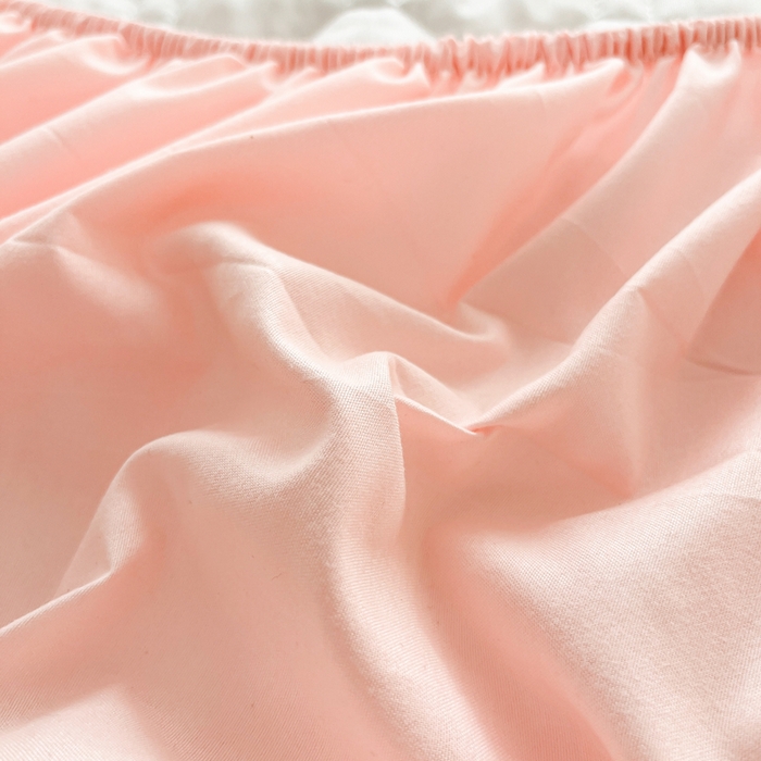 91家纺网 家纺一手货源 找家纺 欧邦 2025新款四季款纯色水洗棉夹棉床笠床垫保护罩 磨毛方格-粉玉