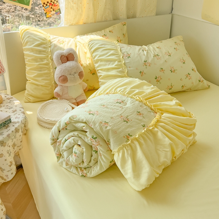 91家纺网 家纺一手货源 找家纺 （总）子钦家纺 2025新款云朵棉水洗棉宫廷风花边夏被单夏被夏被四件套-法式宫廷系列