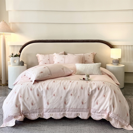 鼎飞家纺  2025新款拼接绣花莫奈花园系列四件套 莫奈花园-蜜粉