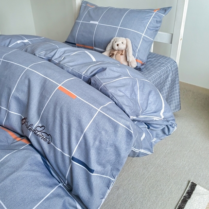 锦彩家居 2025新款正宗13372全棉学生三件套全棉印花学生宿舍上下铺三件套（量大可定制价格可谈）提供买家秀 简约灰格