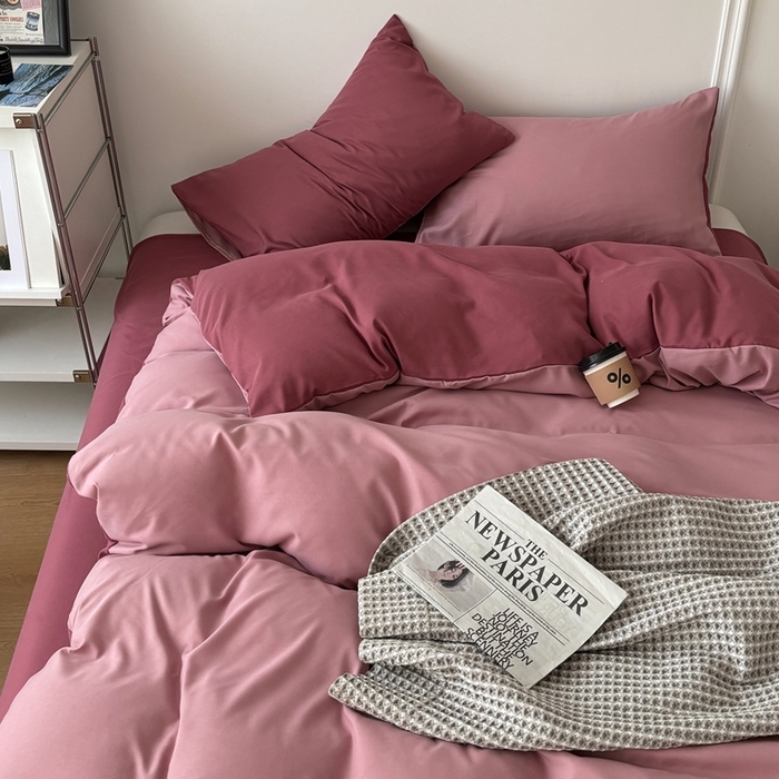 91家纺网 家纺一手货源 找家纺 百花王 2025新款纯色四件套 香芋奶昔