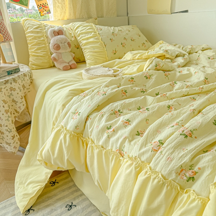 91家纺网 家纺一手货源 找家纺 （总）子钦家纺 2025新款云朵棉水洗棉宫廷风花边夏被单夏被夏被四件套-法式宫廷系列