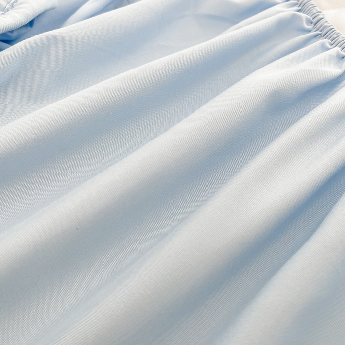 91家纺网 家纺一手货源 找家纺 欧邦 2025新款四季款纯色水洗棉夹棉床笠床垫保护罩 磨毛方格-天蓝