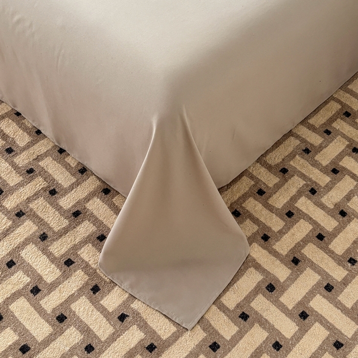 91家纺网 家纺一手货源 找家纺 百花王 2025新款纯色四件套 抹茶卡其