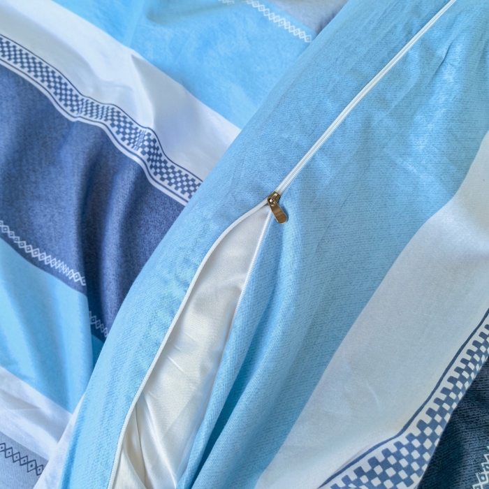 91家纺网 家纺一手货源 找家纺 锦彩家居 2025新款正宗13372全棉学生三件套全棉印花学生宿舍上下铺三件套（量大可定制价格可谈）提供买家秀 莫拉条纹