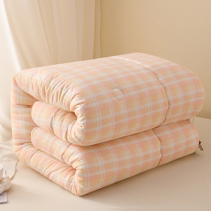 91家纺网 家纺一手货源 找家纺 （总）易展2025新款无印水洗棉格子大豆冬被