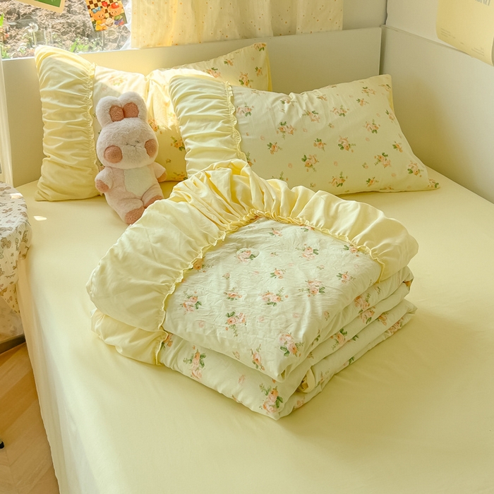 91家纺网 家纺一手货源 找家纺 （总）子钦家纺 2025新款云朵棉水洗棉宫廷风花边夏被单夏被夏被四件套-法式宫廷系列