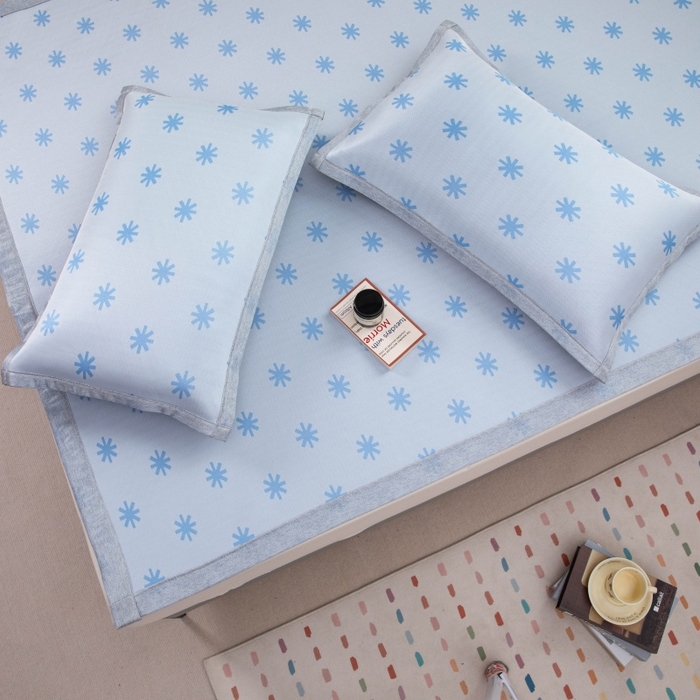 91家纺网 家纺一手货源 找家纺 凌云家纺  2025新款夏季凉席枕套成人枕芯套单人48*74冰丝枕头套凉爽凉感枕套 甜心-蓝