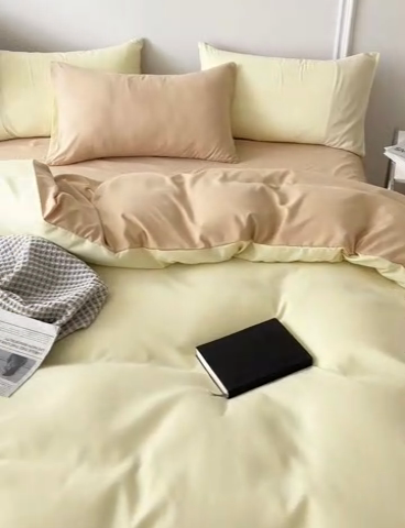 91家纺网 家纺一手货源 找家纺 百花王 2025新款纯色四件套 奶茶芝士