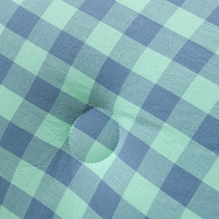 91家纺网 家纺一手货源 找家纺 易展2025新款无印水洗棉格子大豆冬被 格浅绿