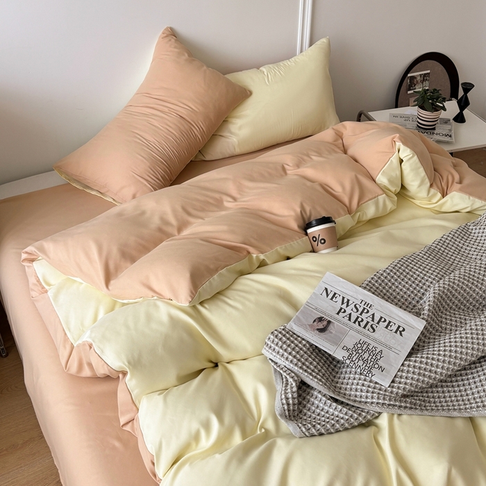 91家纺网 家纺一手货源 找家纺 百花王 2025新款纯色四件套 奶茶芝士