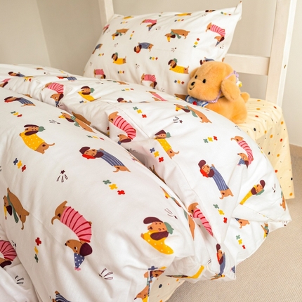 锦彩家居 2025新款正宗13372全棉学生三件套全棉印花学生宿舍上下铺三件套（量大可定制价格可谈）提供买家秀 腊肠小狗