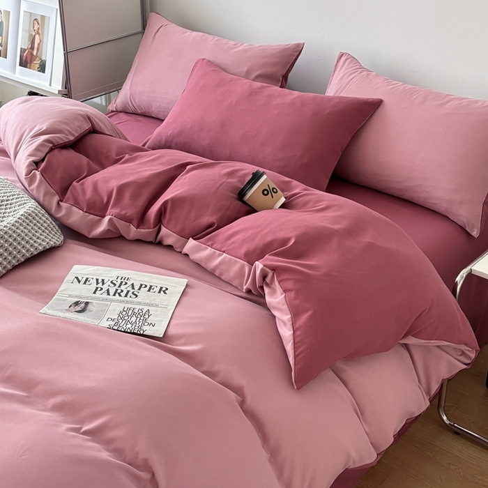 91家纺网 家纺一手货源 找家纺 百花王 2025新款纯色四件套 香芋奶昔