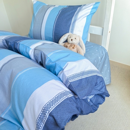 锦彩家居 2025新款正宗13372全棉学生三件套全棉印花学生宿舍上下铺三件套（量大可定制价格可谈）提供买家秀 莫拉条纹