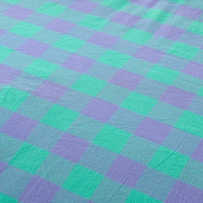 91家纺网 家纺一手货源 找家纺 易展2025新款无印水洗棉格子大豆冬被 湛靓蓝