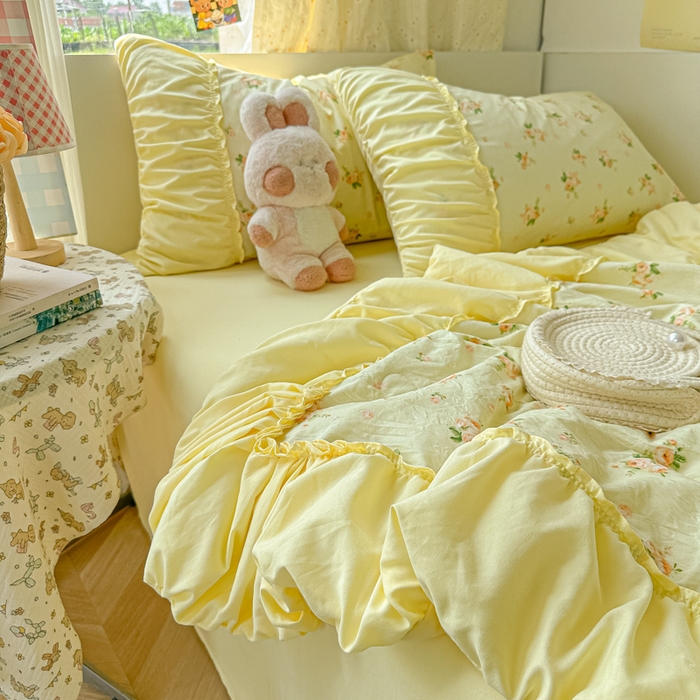 91家纺网 家纺一手货源 找家纺 （总）子钦家纺 2025新款云朵棉水洗棉宫廷风花边夏被单夏被夏被四件套-法式宫廷系列