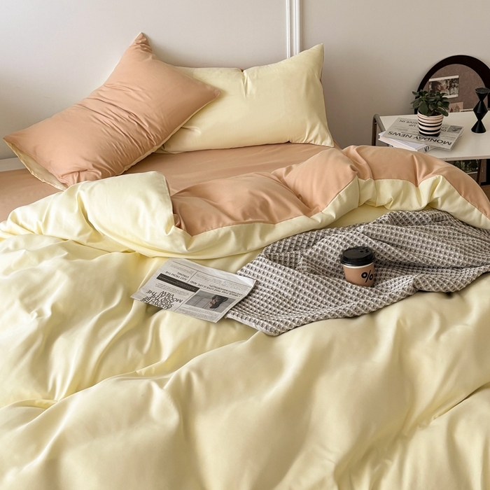 91家纺网 家纺一手货源 找家纺 百花王 2025新款纯色四件套 奶茶芝士