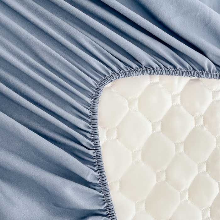 91家纺网 家纺一手货源 找家纺 欧邦 2025新款四季款纯色水洗棉夹棉床笠床垫保护罩 磨毛方格-藏蓝