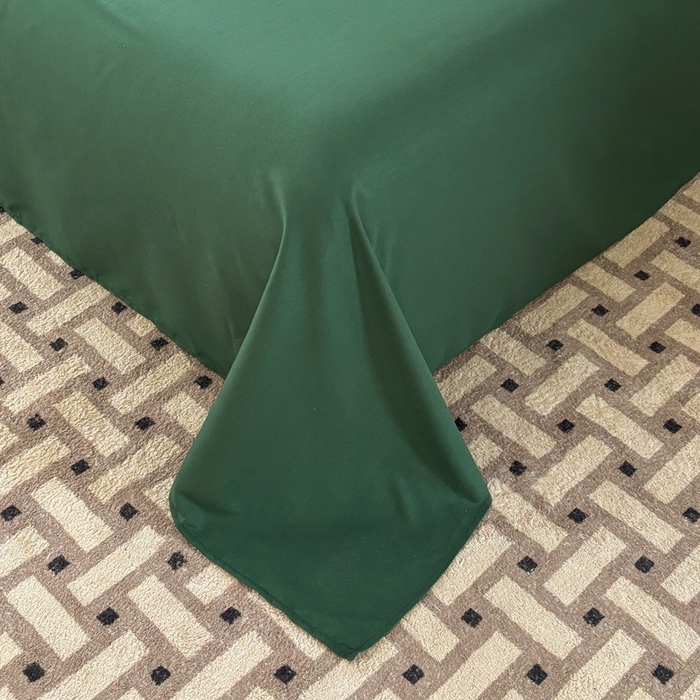 91家纺网 家纺一手货源 找家纺 百花王 2025新款纯色四件套 豆绿牛乳