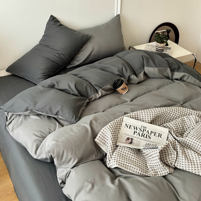 91家纺网 家纺一手货源 找家纺 百花王 2025新款纯色四件套 雾霾灰